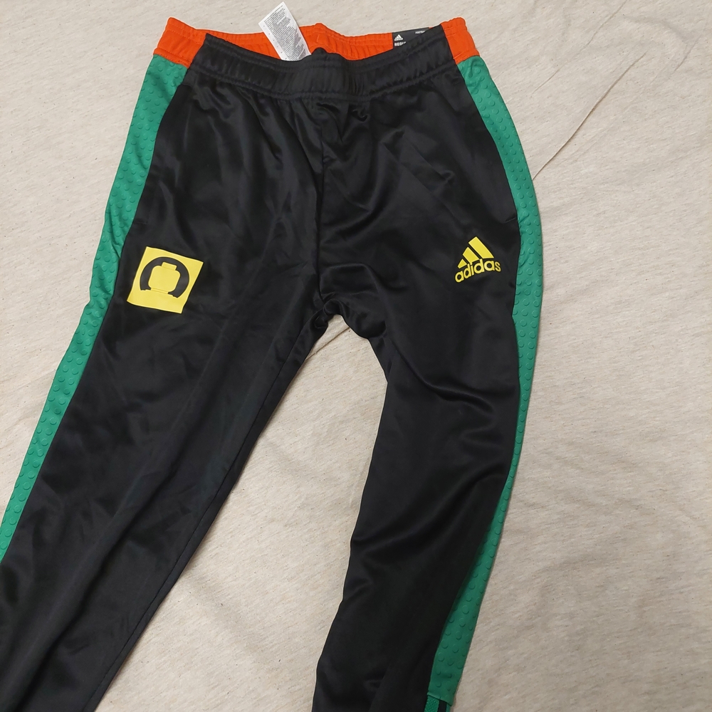 Adidas Boy's LEGO track Pants - Black with Green and Red Accents